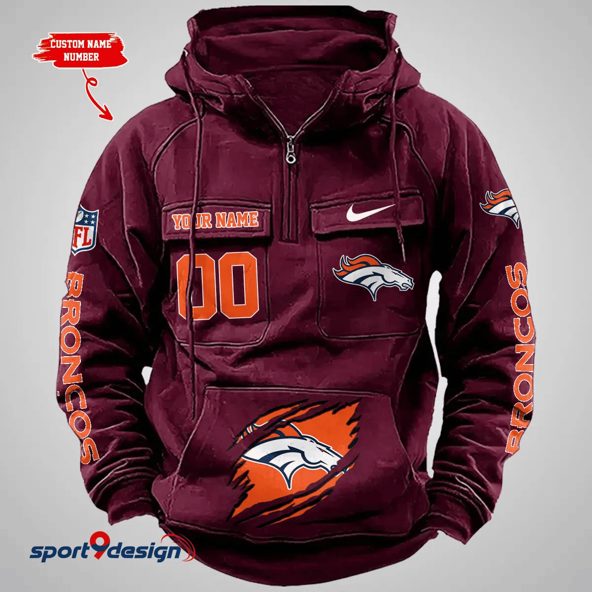 Denver Broncos Vintage Men Hoodie AZVMHD147