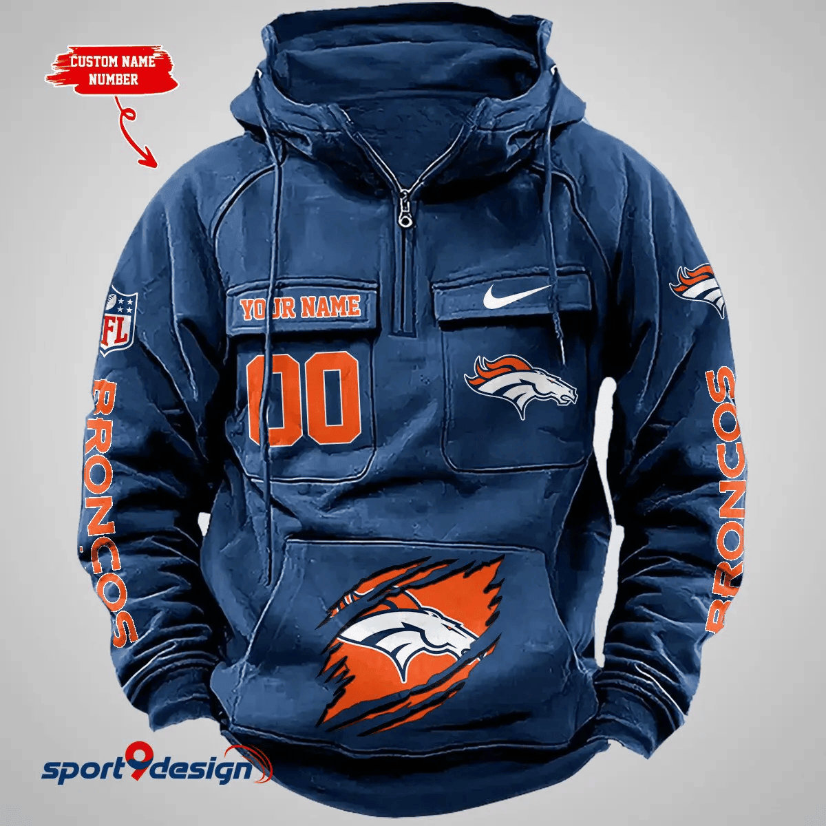 Denver Broncos Vintage Men Hoodie AZVMHD147