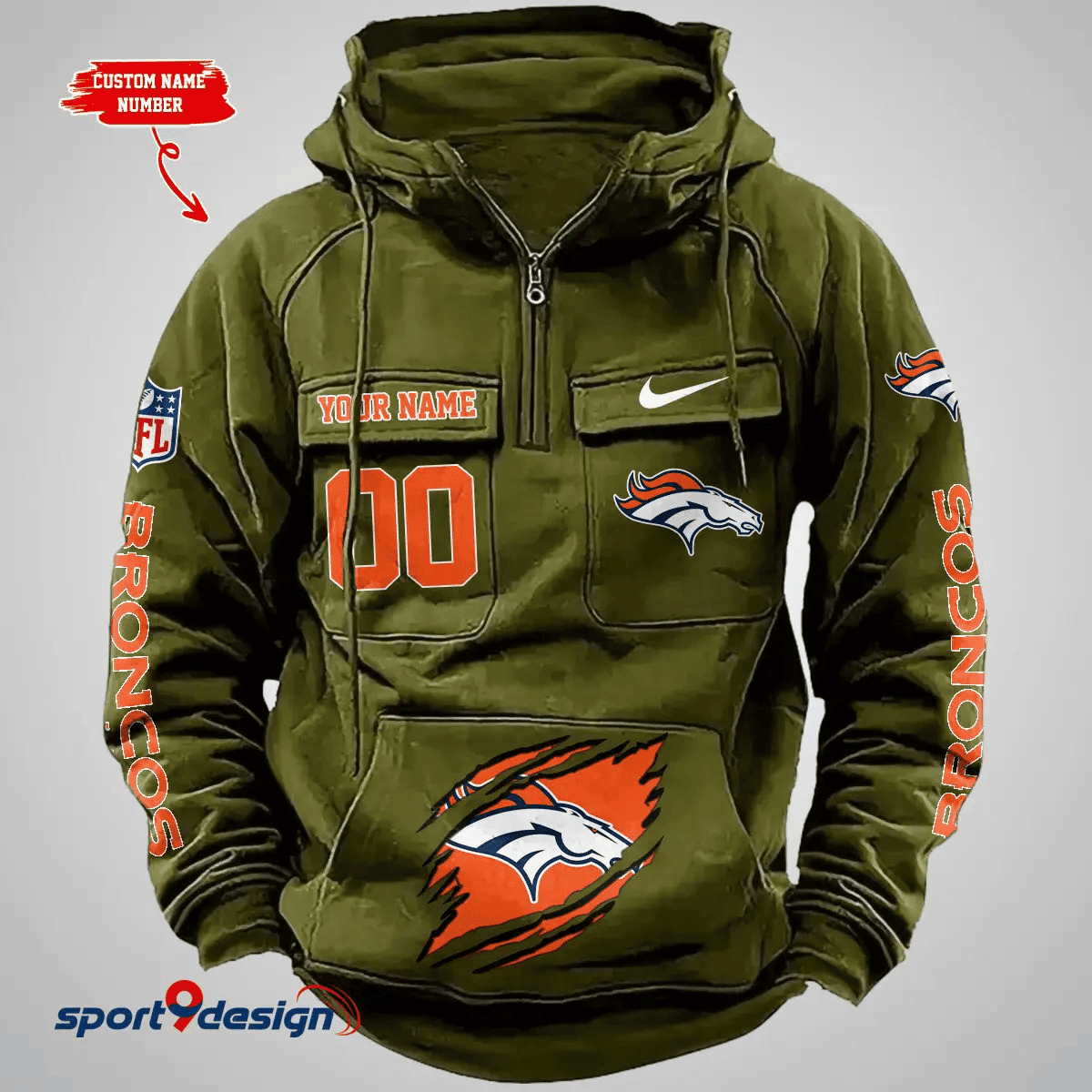 Denver Broncos Vintage Men Hoodie AZVMHD147