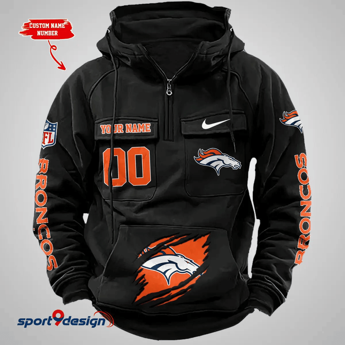 Denver Broncos Vintage Men Hoodie AZVMHD147