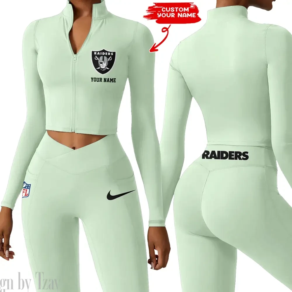 Las Vegas Raiders Zipper Sports Top Women Gym Long Sleeve for Fitness SPTZSTW017