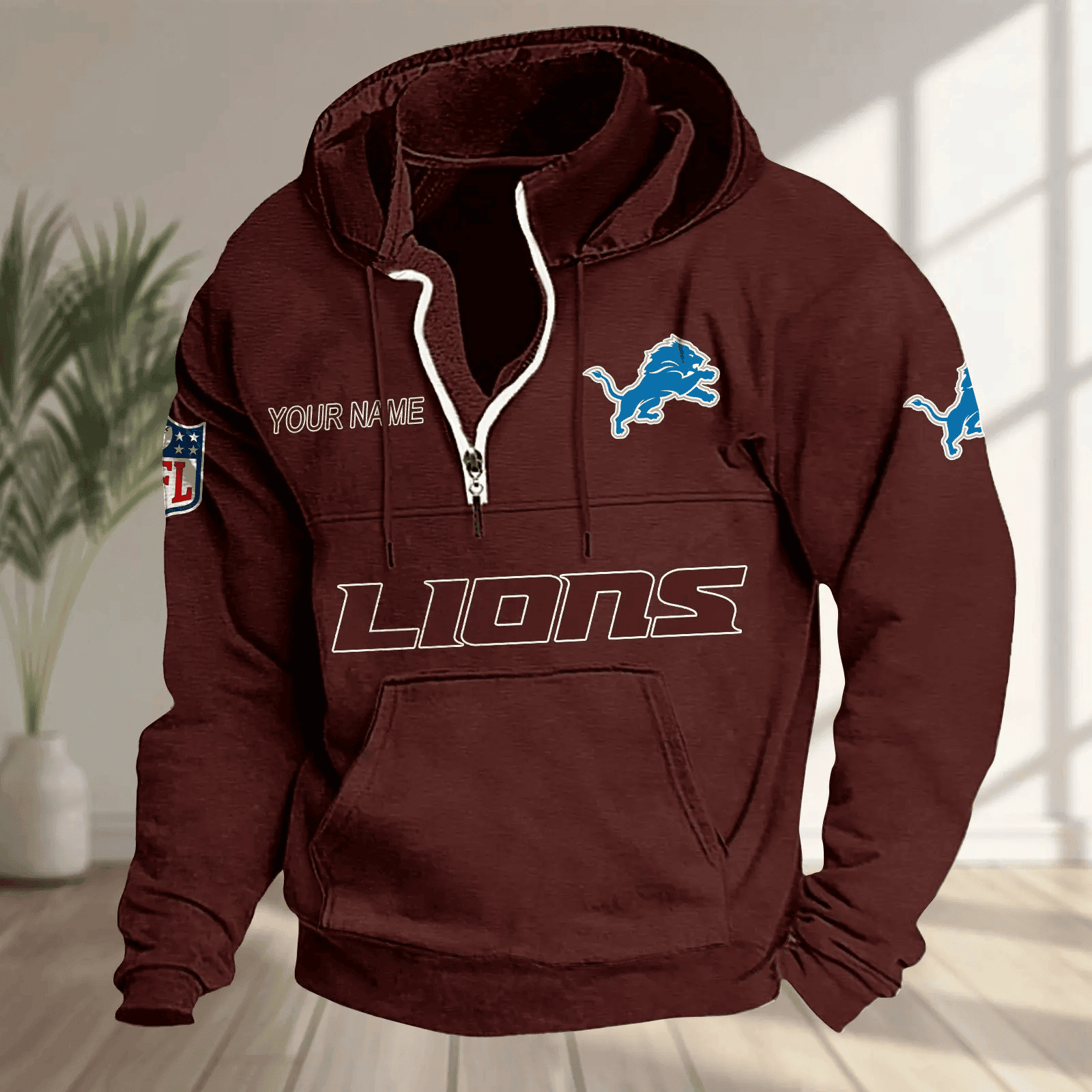 Detroit Lions Half-zip Hoodie SPTHZHC011