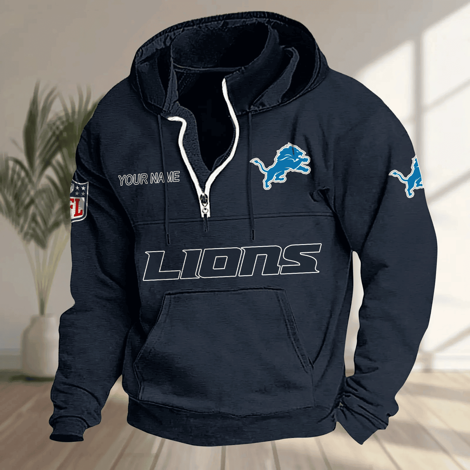 Detroit Lions Half-zip Hoodie SPTHZHC011