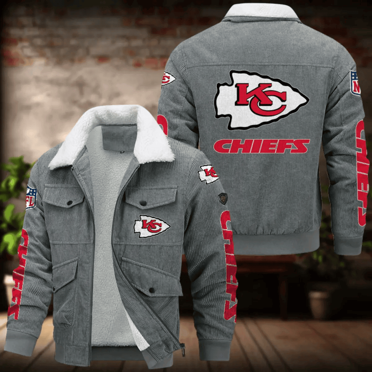 Kansas City Chiefs Men's Thickened Corduroy Jacket ANZANZTCJ016