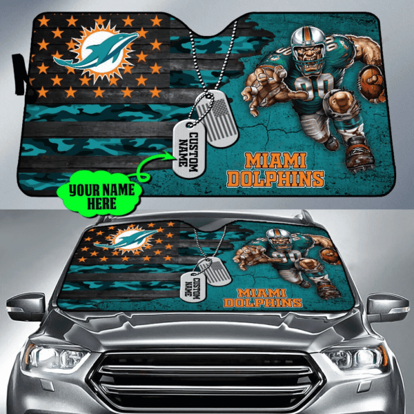 Miami Dolphins Personalized Auto Sun Shade BG49
