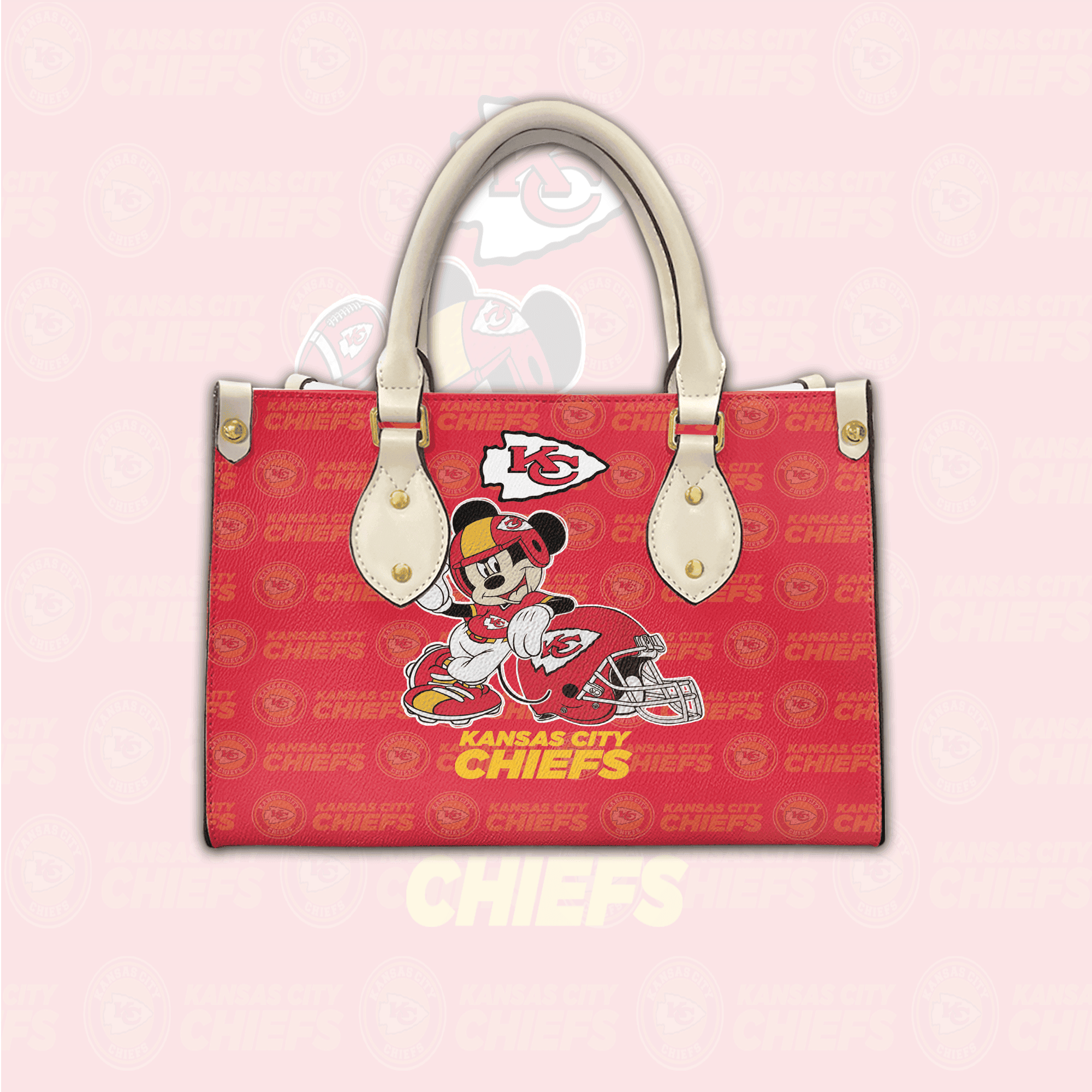 NFL Kansas City Chiefs Mickey Mouse (Your Name) Women 3D Small Handbag Nicegift WSHA7O1