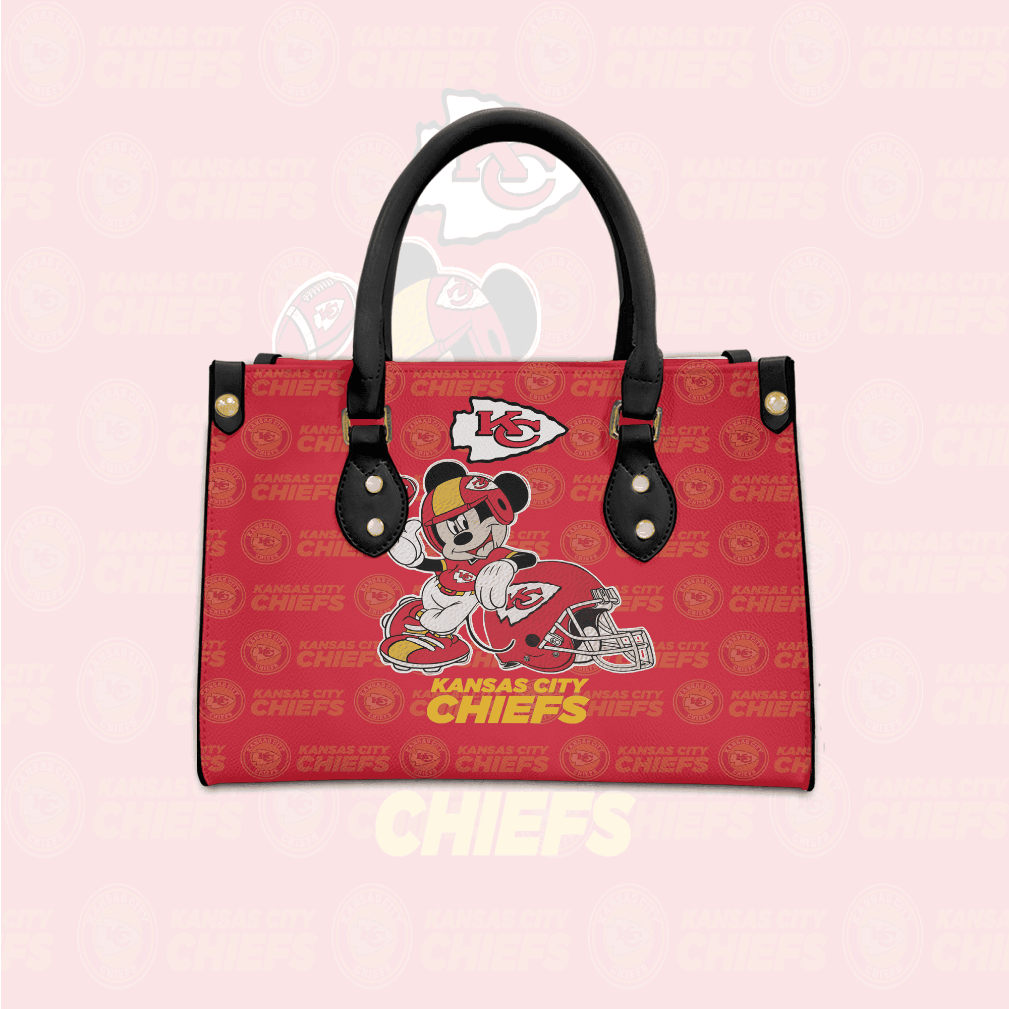 NFL Kansas City Chiefs Mickey Mouse (Your Name) Women 3D Small Handbag Nicegift WSHA7O1