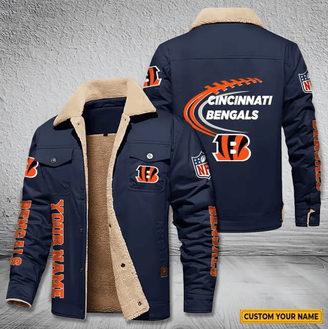 Cincinnati Bengals Personalized Men's Winter Cargo Jacket Fur Collar Fleece S9WCJ007