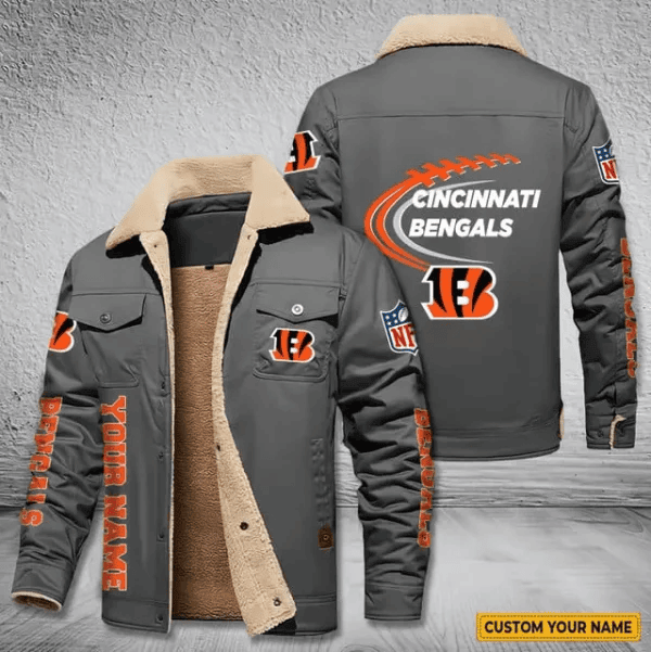 Cincinnati Bengals Personalized Men's Winter Cargo Jacket Fur Collar Fleece S9WCJ007