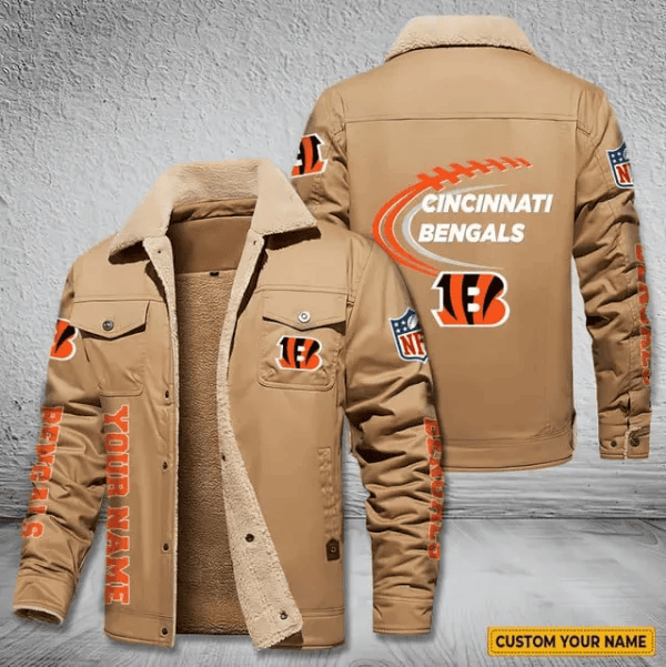 Cincinnati Bengals Personalized Men's Winter Cargo Jacket Fur Collar Fleece S9WCJ007