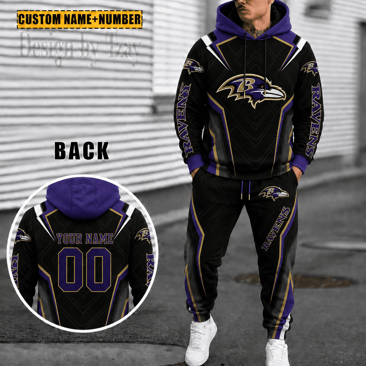 Baltimore Ravens Personalized Combo Hoodie And Sweatpants Gift For Fan VA1088