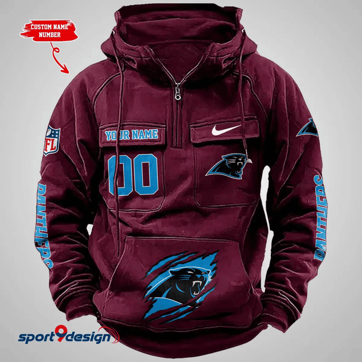 Carolina Panthers Vintage Men Hoodie AZVMHD142