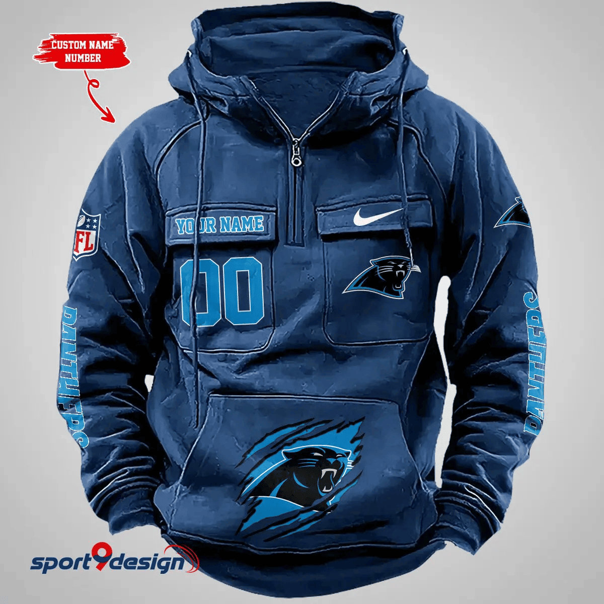 Carolina Panthers Vintage Men Hoodie AZVMHD142