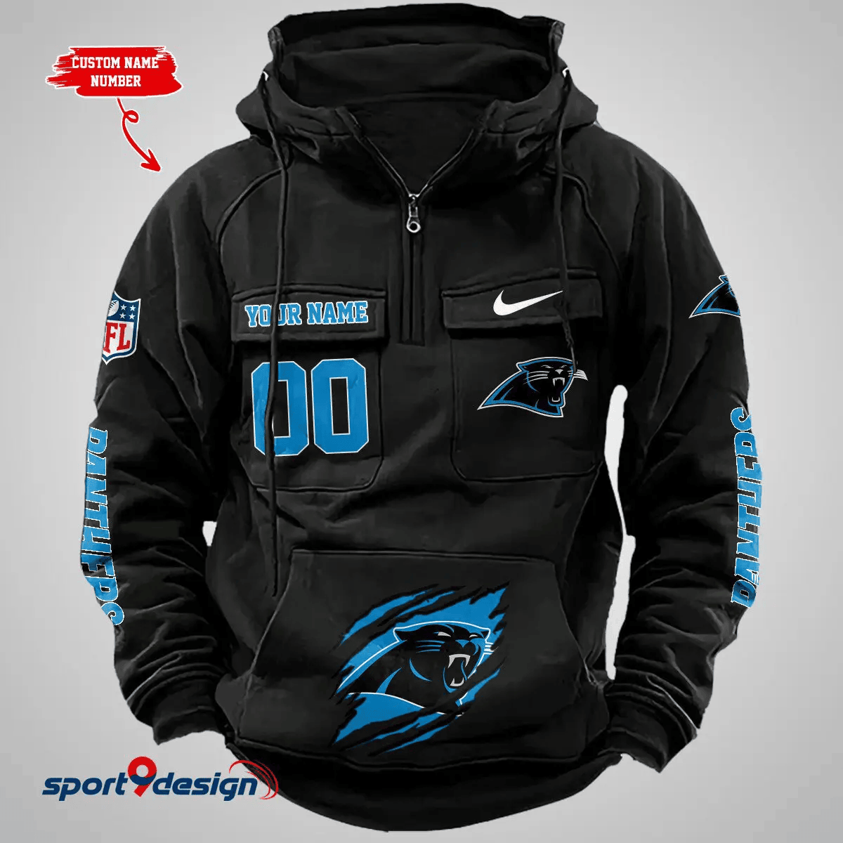 Carolina Panthers Vintage Men Hoodie AZVMHD142