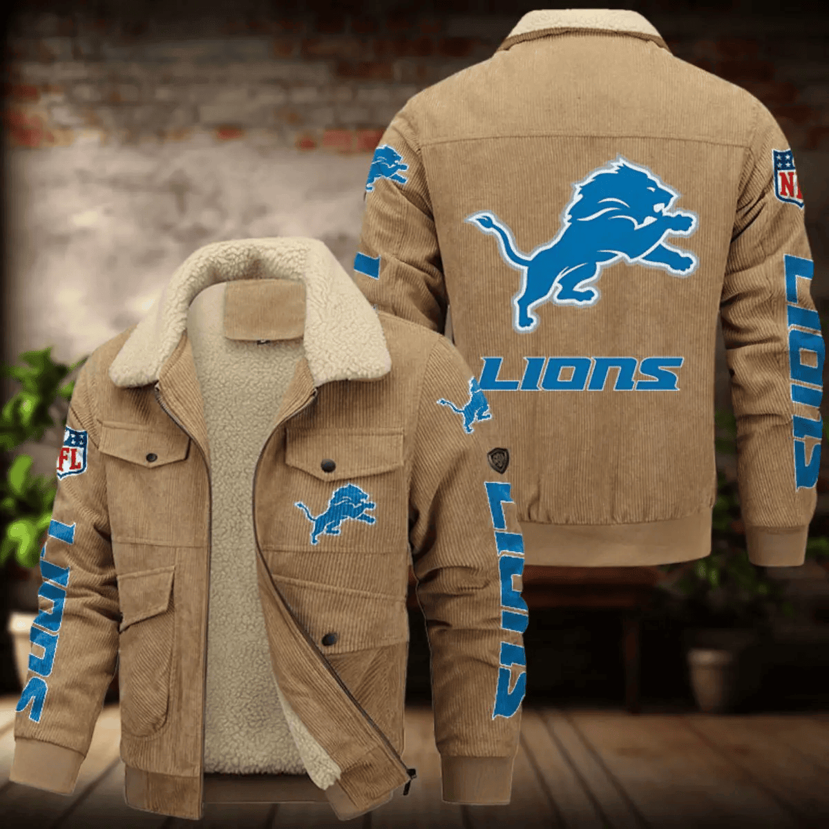 Detroit Lions Men's Thickened Corduroy Jacket ANZANZTCJ011