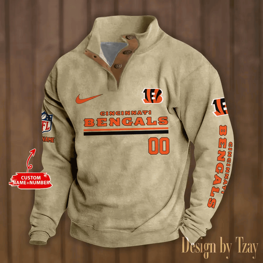 Cincinnati Bengals Premium Stand-Collar Game-Day Pullover - Engineered Warmth & Personalized Name S9DBSCH071