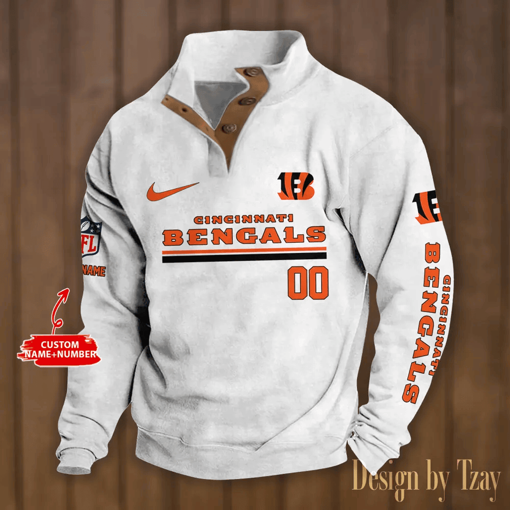 Cincinnati Bengals Premium Stand-Collar Game-Day Pullover - Engineered Warmth & Personalized Name S9DBSCH071