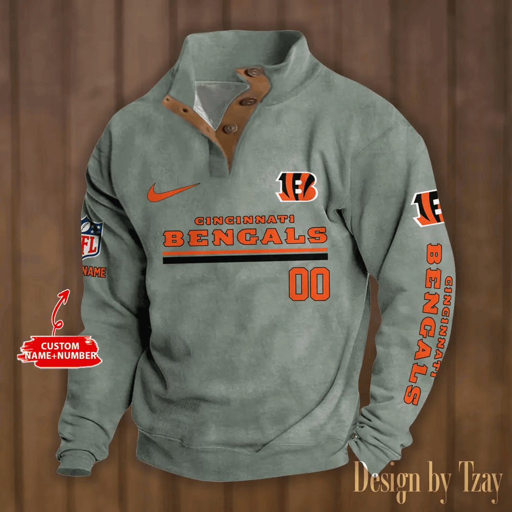 Cincinnati Bengals Premium Stand-Collar Game-Day Pullover - Engineered Warmth & Personalized Name S9DBSCH071