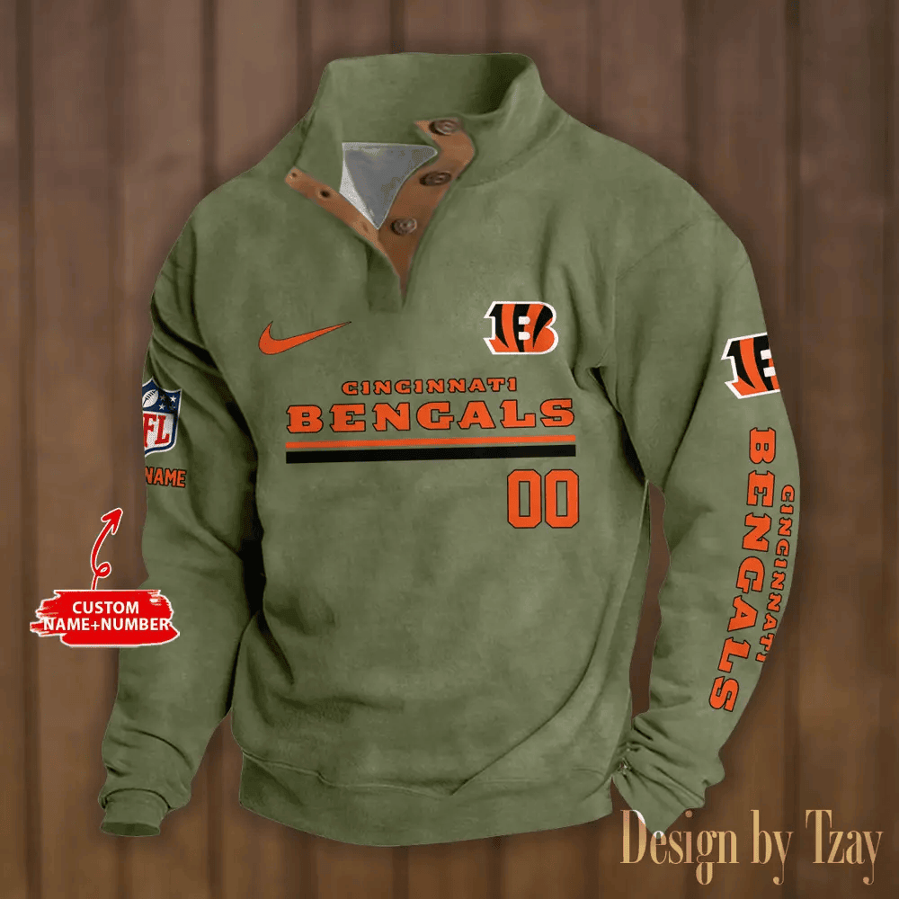 Cincinnati Bengals Premium Stand-Collar Game-Day Pullover - Engineered Warmth & Personalized Name S9DBSCH071