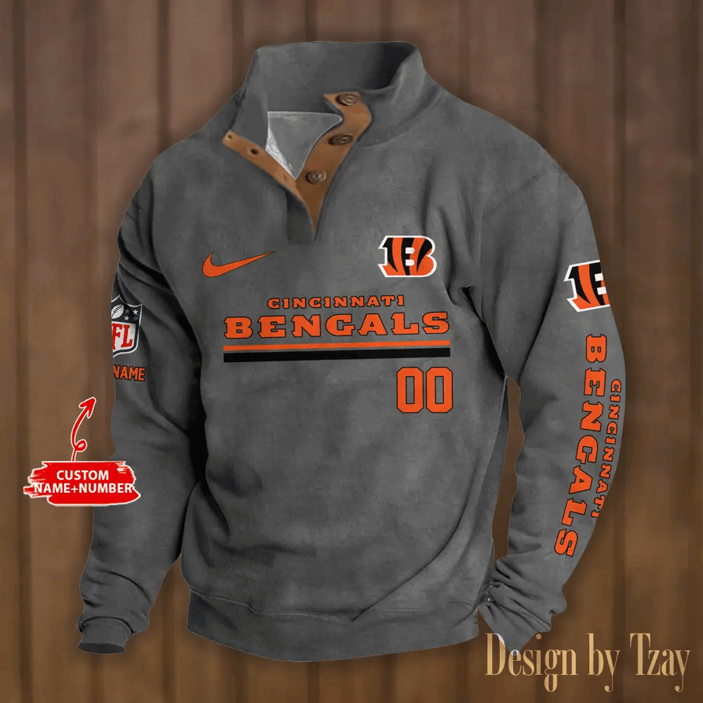 Cincinnati Bengals Premium Stand-Collar Game-Day Pullover - Engineered Warmth & Personalized Name S9DBSCH071