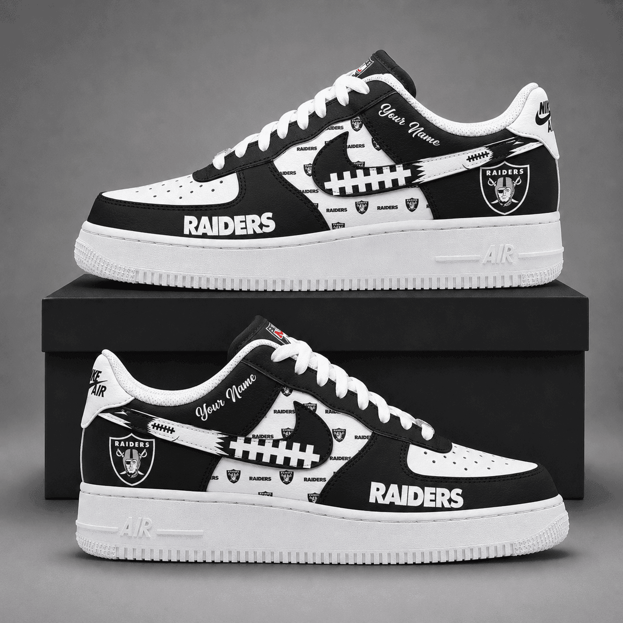Raiders | Premium NFL Fear The Team AF1 Sneakers Personalized - VA37419