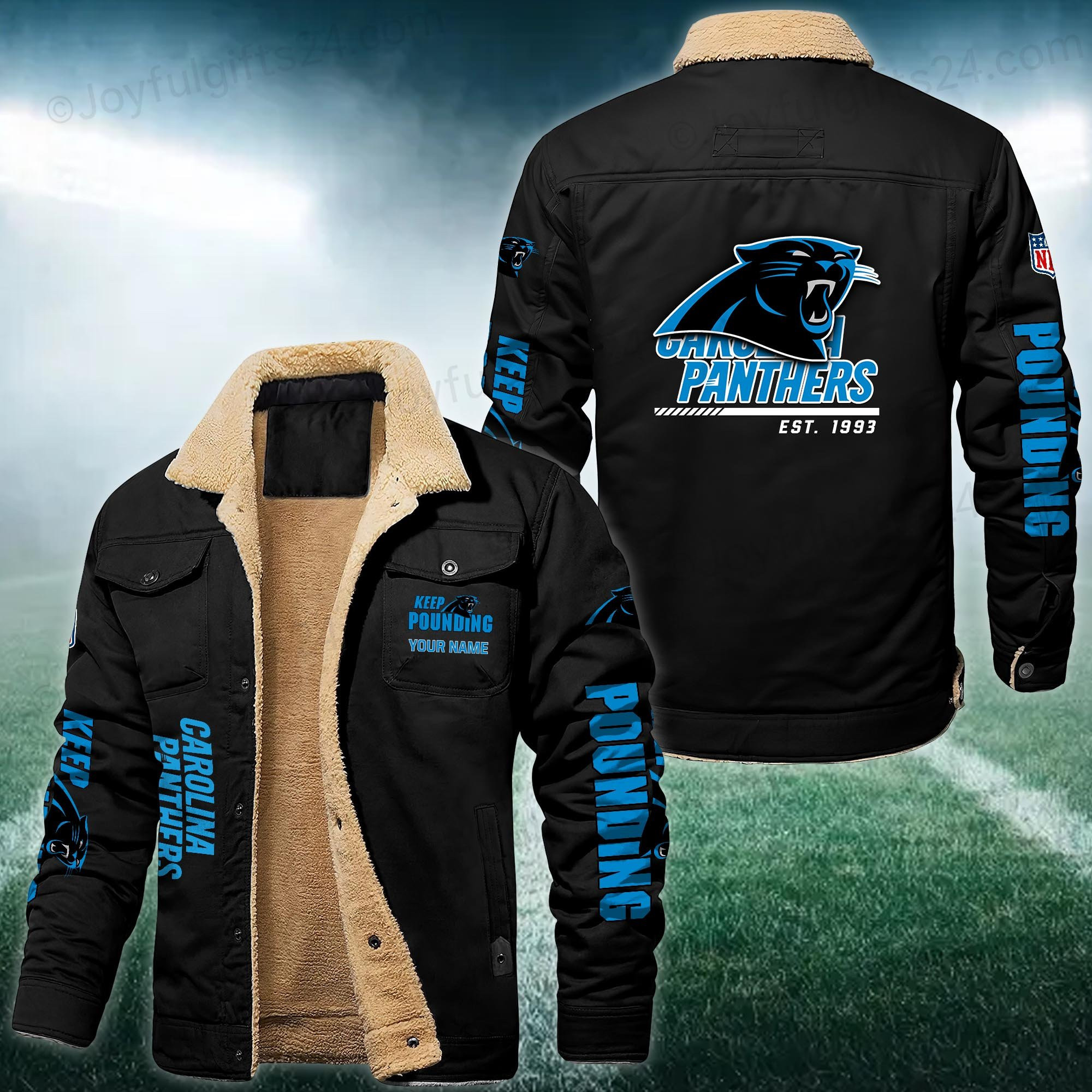 Carolina Panthers FLEECE BOMBER JACKET Custom name 10043895N