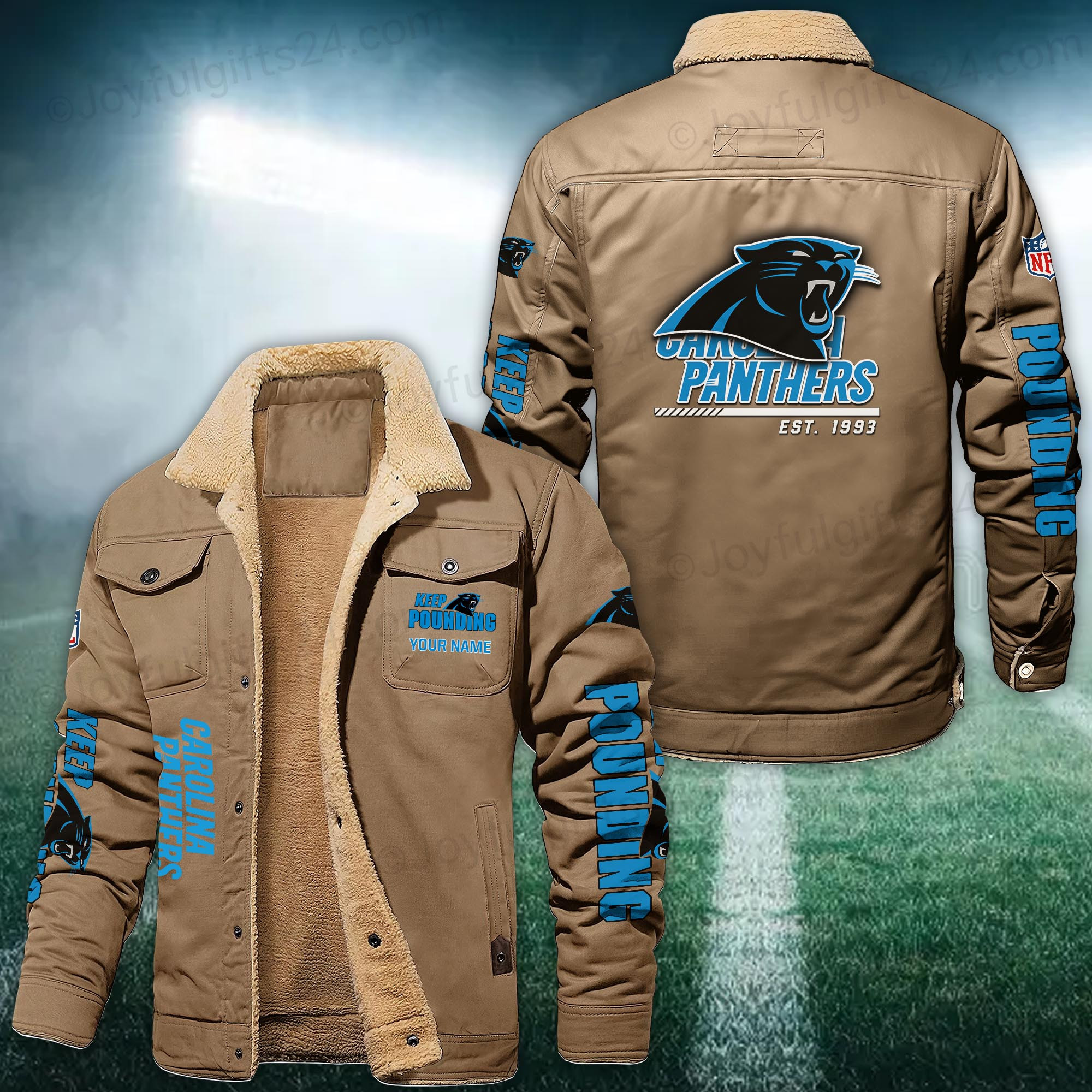 Carolina Panthers FLEECE BOMBER JACKET Custom name 10043895N