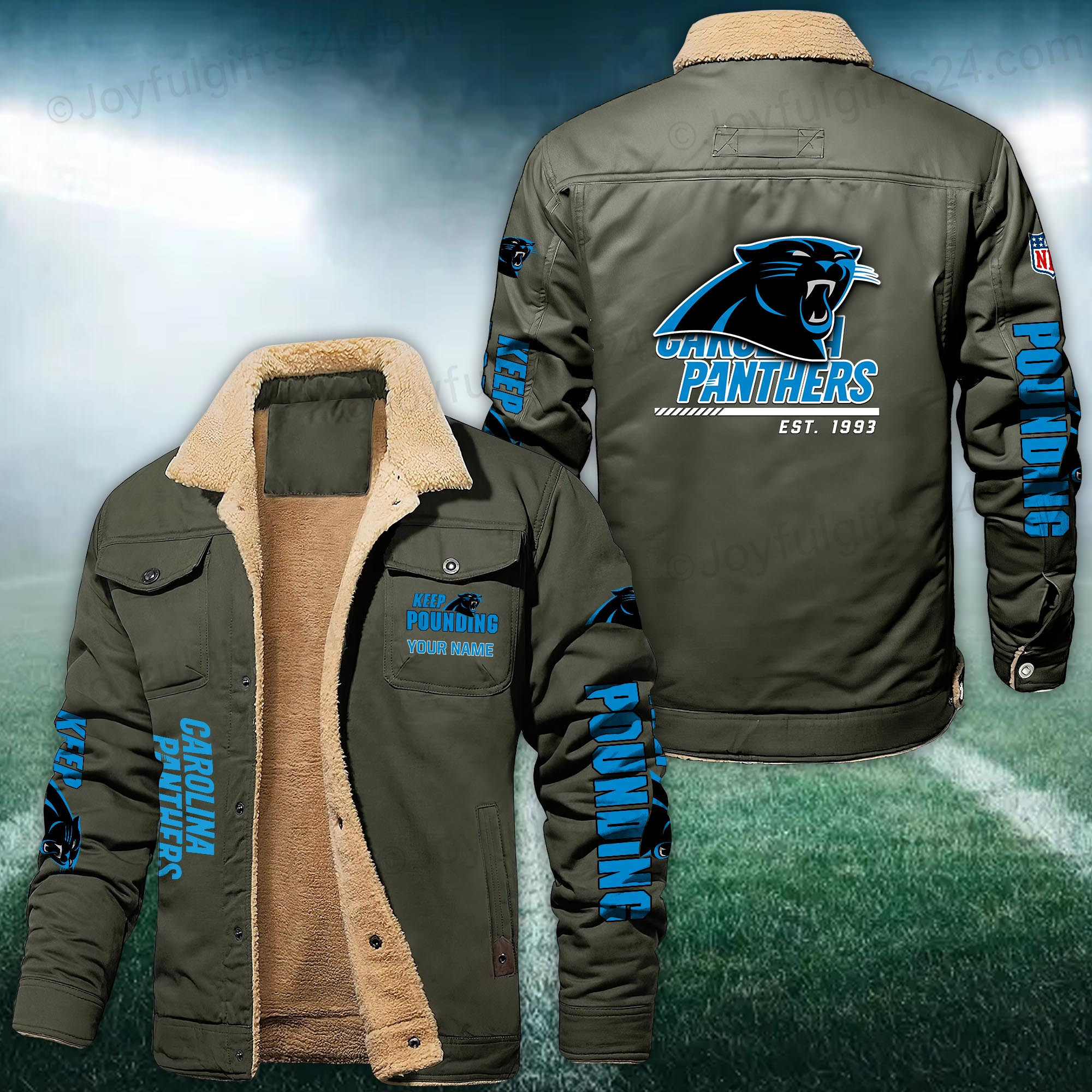 Carolina Panthers FLEECE BOMBER JACKET Custom name 10043895N