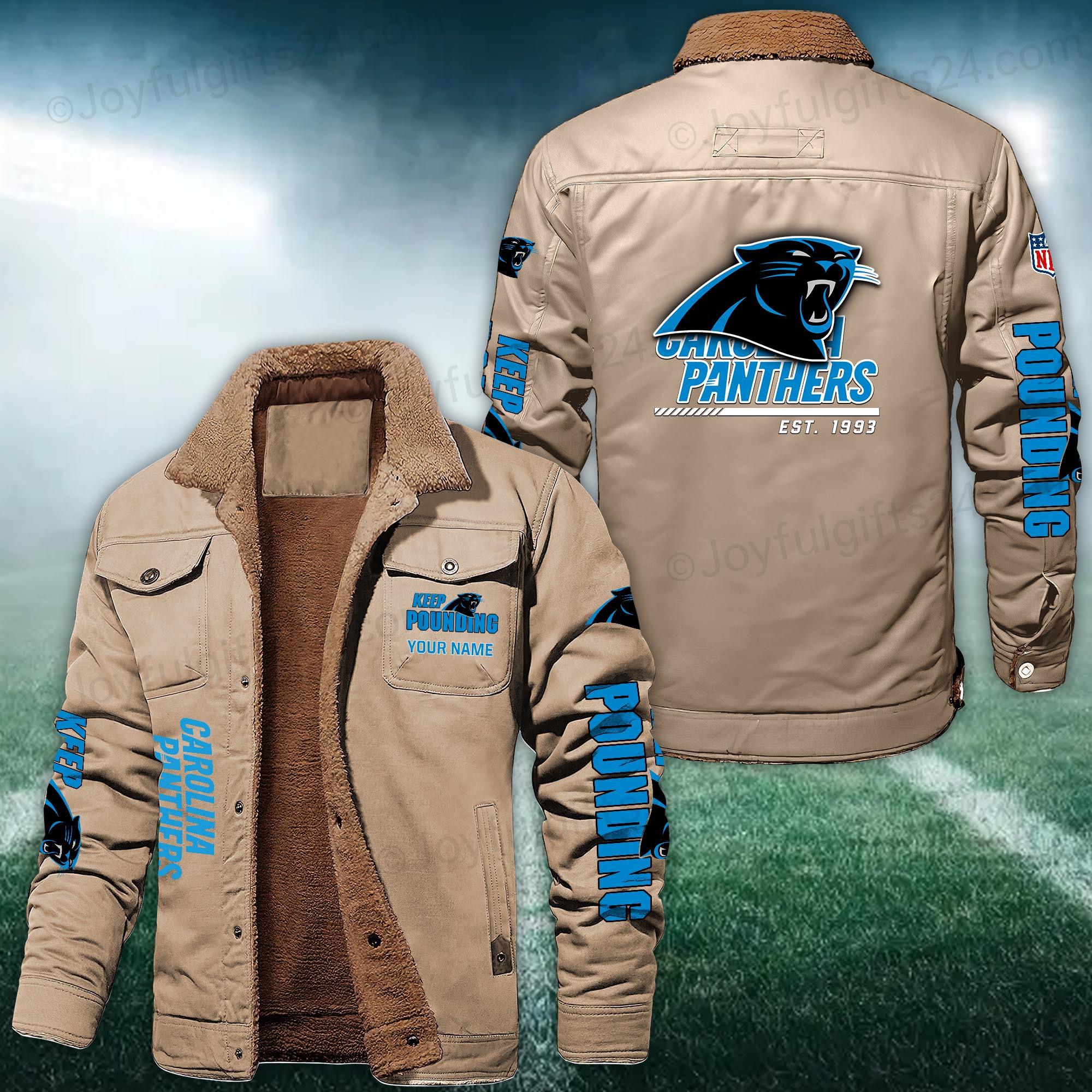 Carolina Panthers FLEECE BOMBER JACKET Custom name 10043895N