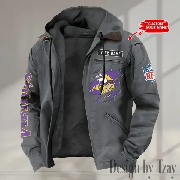 Minnesota Vikings Men's Casual Padded Jacket Hooded trending 2026 SPTPJH024