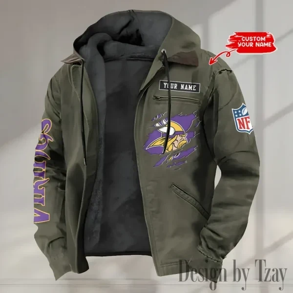 Minnesota Vikings Men's Casual Padded Jacket Hooded trending 2026 SPTPJH024
