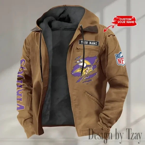 Minnesota Vikings Men's Casual Padded Jacket Hooded trending 2026 SPTPJH024