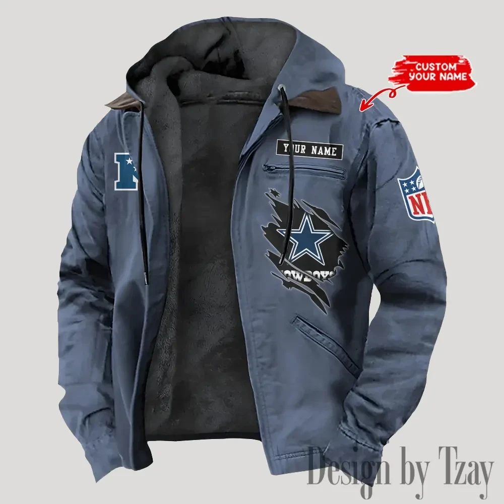 Dallas Cowboys Men's Casual Padded Jacket Hooded Trending 2026 SPTPJH138