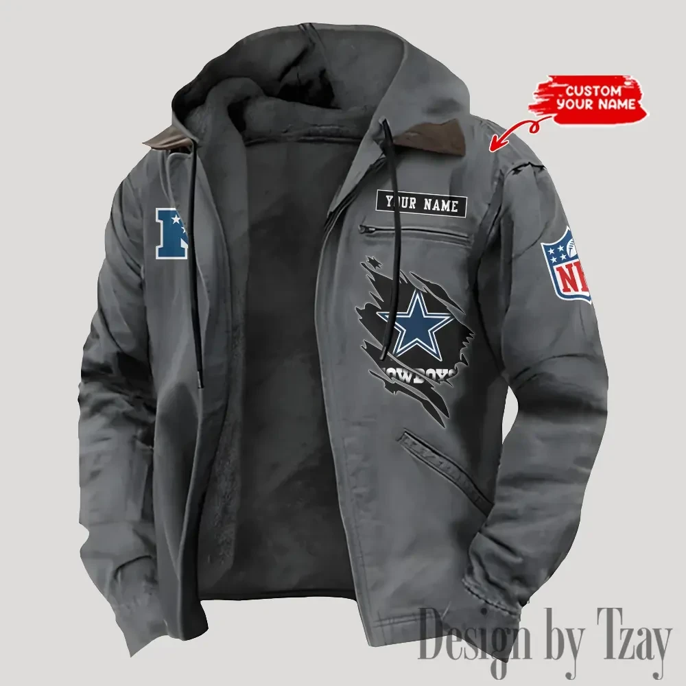 Dallas Cowboys Men's Casual Padded Jacket Hooded Trending 2026 SPTPJH138