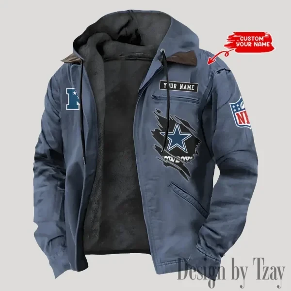 Dallas Cowboys Men's Casual Padded Jacket Hooded Trending 2026 SPTPJH138