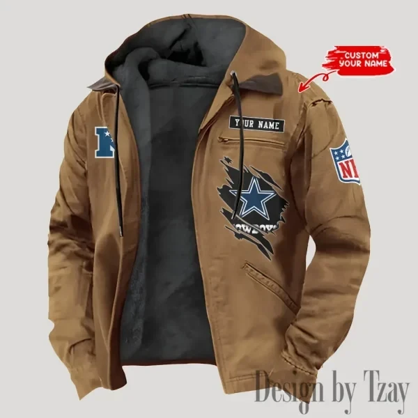 Dallas Cowboys Men's Casual Padded Jacket Hooded Trending 2026 SPTPJH138
