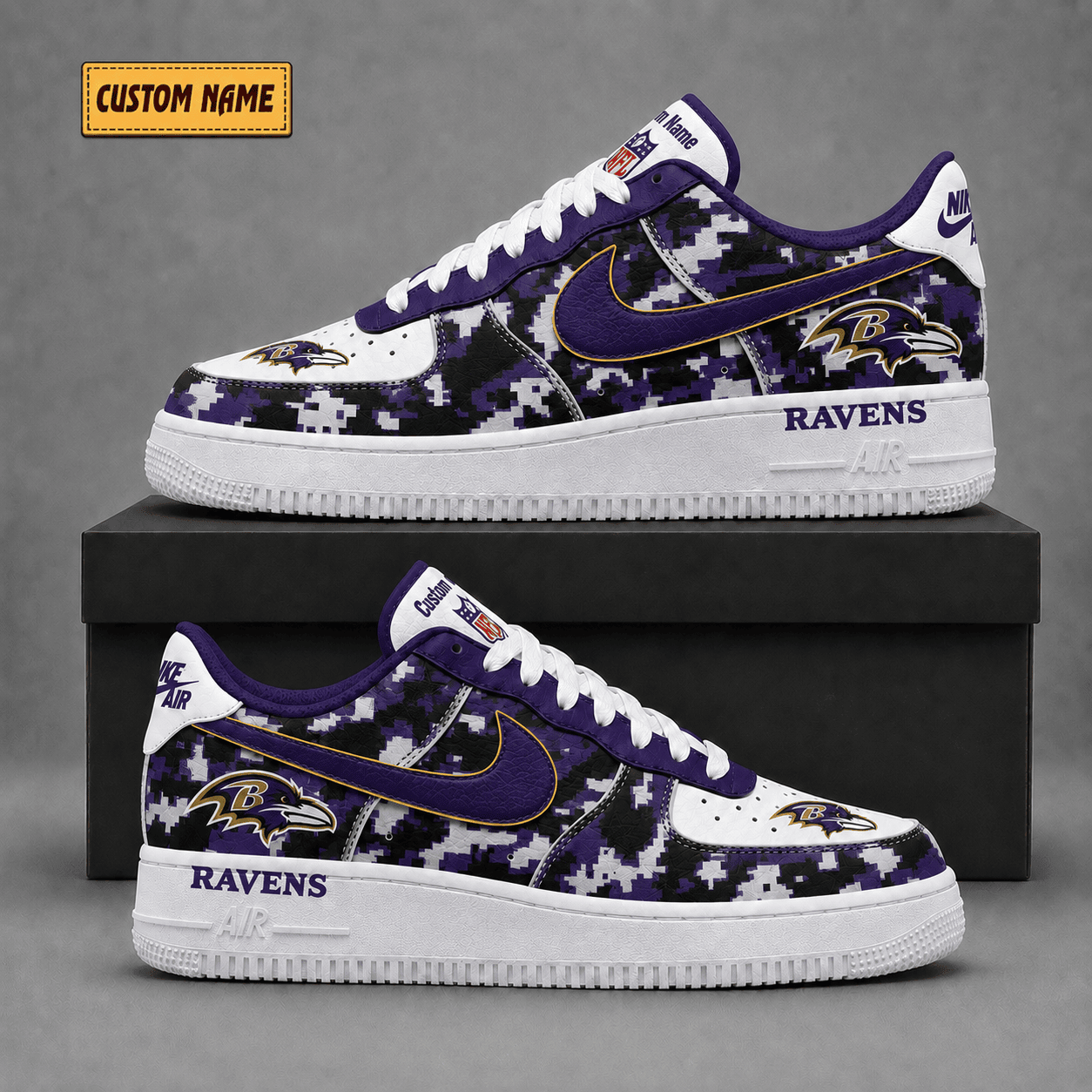 Baltimore Ravens | Premium NFL Fear The Team AF1 Sneakers - VA38819