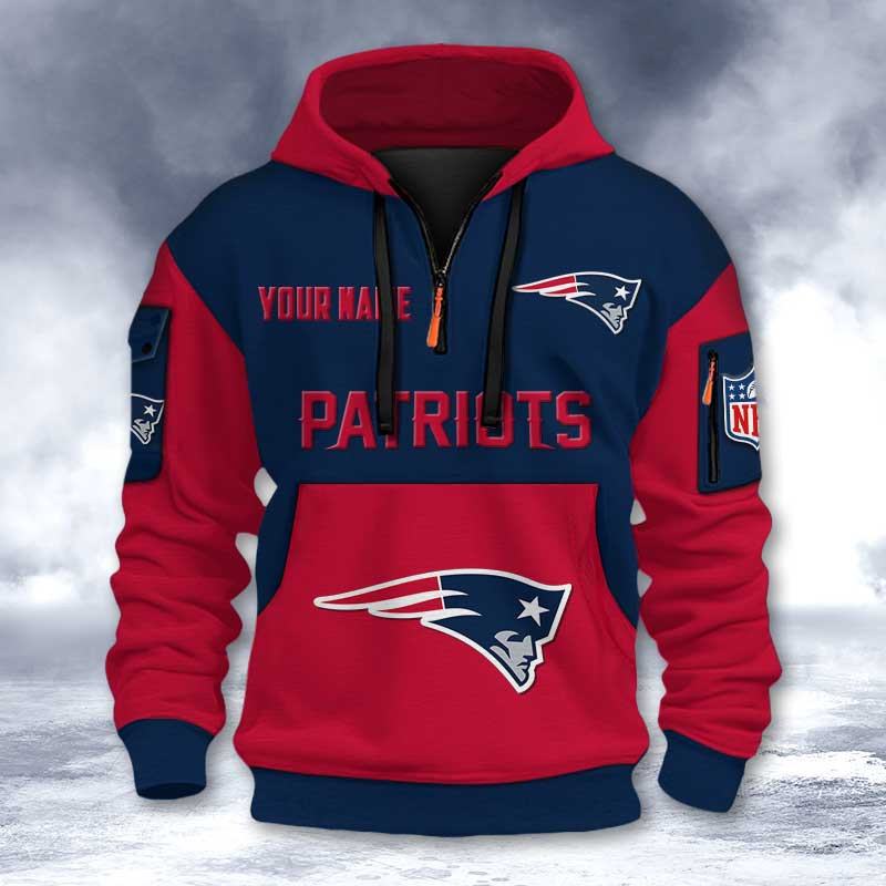New England Patriots DMHT2739 3D Half-zip Hoodie