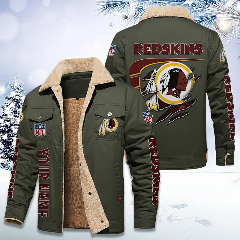 Washington Redskins Personalized Sherpa Fleece Trucker Jacket DMHL1050