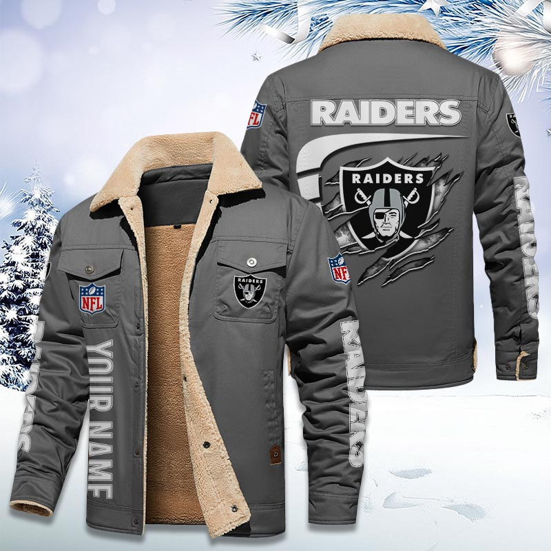 Las Vegas Raiders Personalized Sherpa Fleece Trucker Jacket DMHL1034