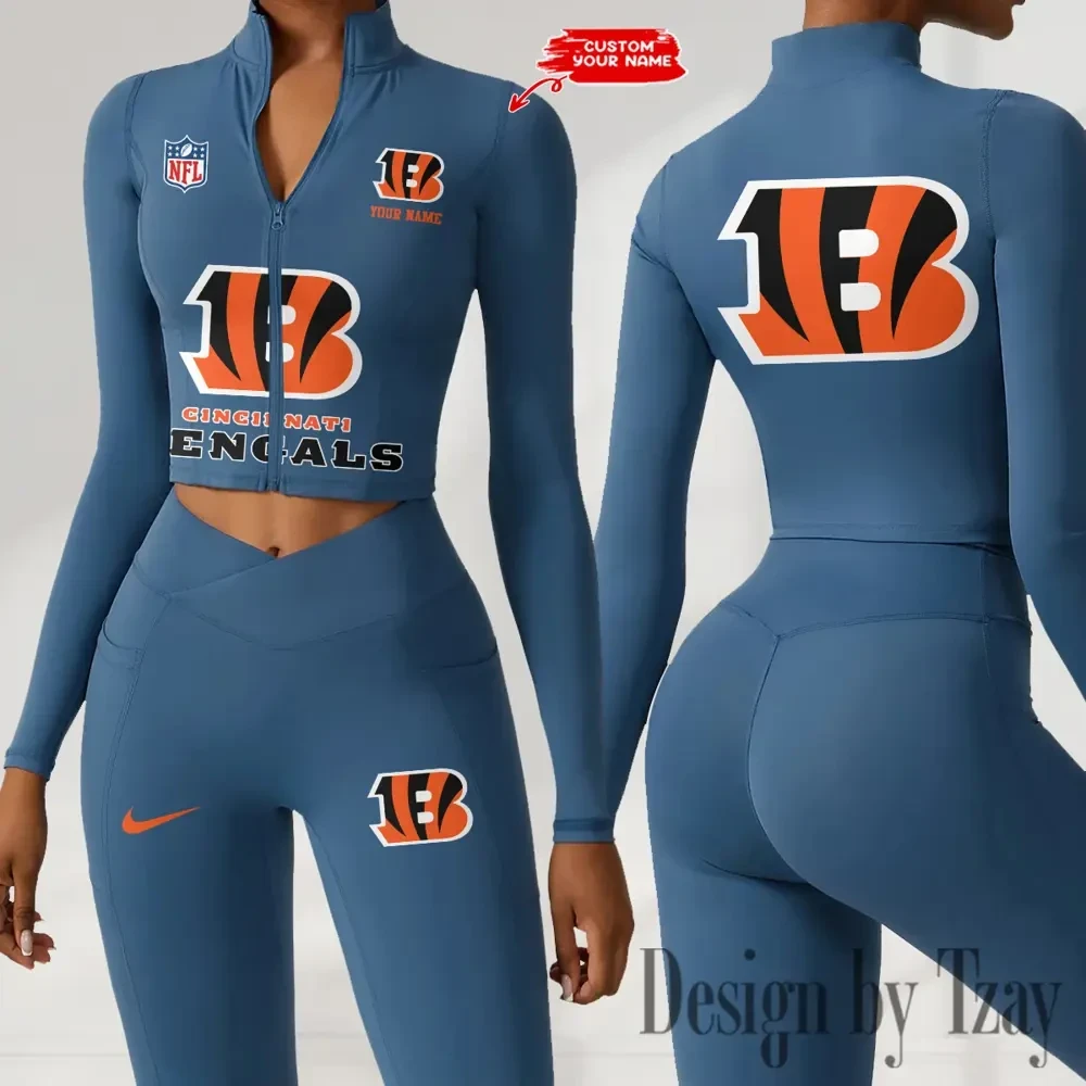 Cincinnati Bengals Zipper Sports Top Women Gym Long Sleeve for Fitness SPTZSTW039