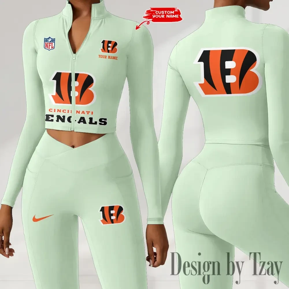 Cincinnati Bengals Zipper Sports Top Women Gym Long Sleeve for Fitness SPTZSTW039