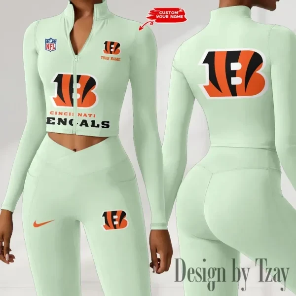 Cincinnati Bengals Zipper Sports Top Women Gym Long Sleeve for Fitness SPTZSTW039