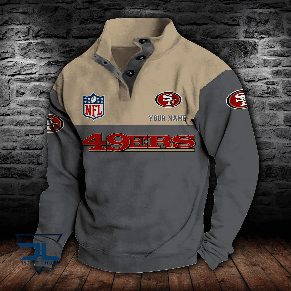 San Francisco 49ers Premium Stand-Collar Game-Day Pullover - Engineered Warmth & Personalized Name S9DBSCH028