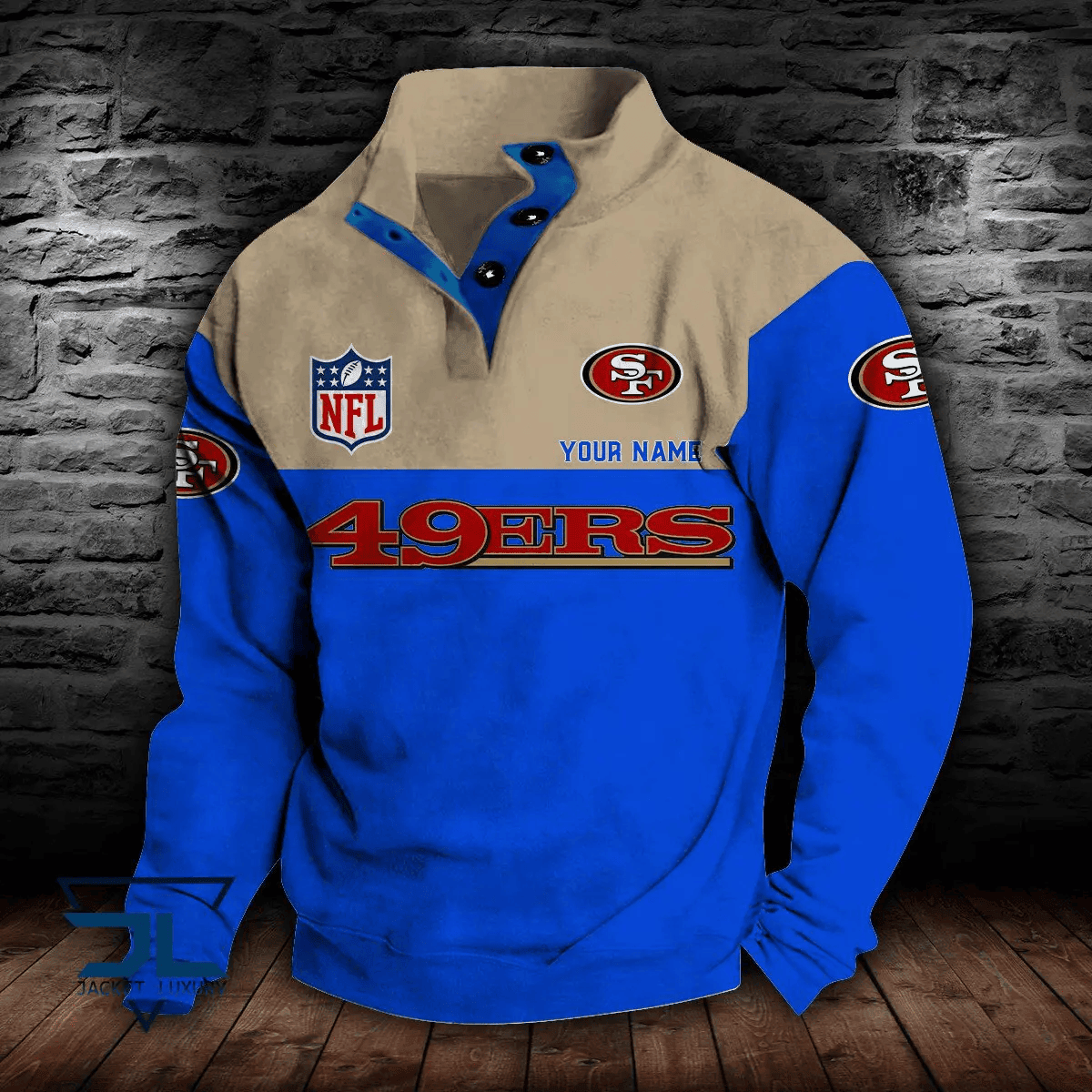 San Francisco 49ers Premium Stand-Collar Game-Day Pullover - Engineered Warmth & Personalized Name S9DBSCH028