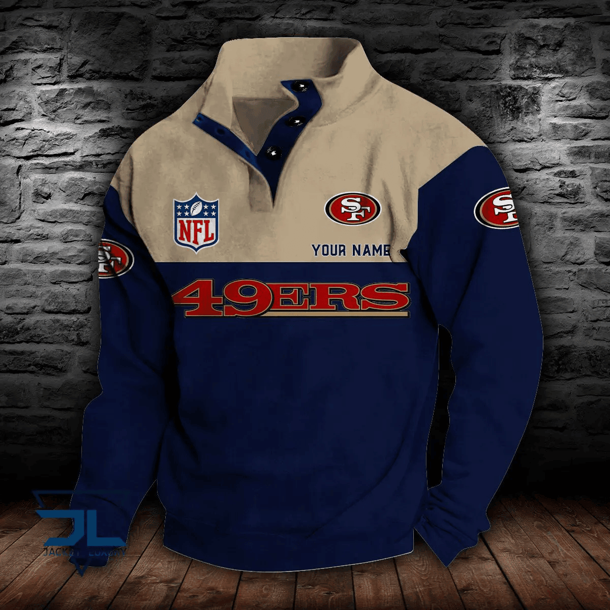San Francisco 49ers Premium Stand-Collar Game-Day Pullover - Engineered Warmth & Personalized Name S9DBSCH028
