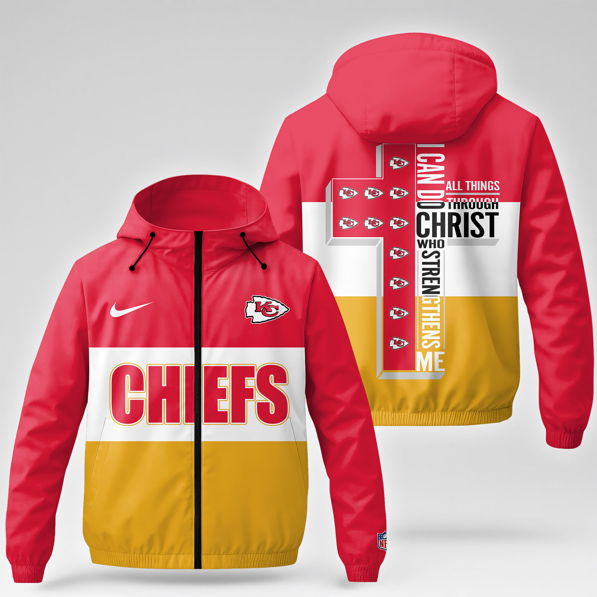 Kansas City Chiefs | Premium NFL Strength Through Christ Windbreaker Jacket NTH1