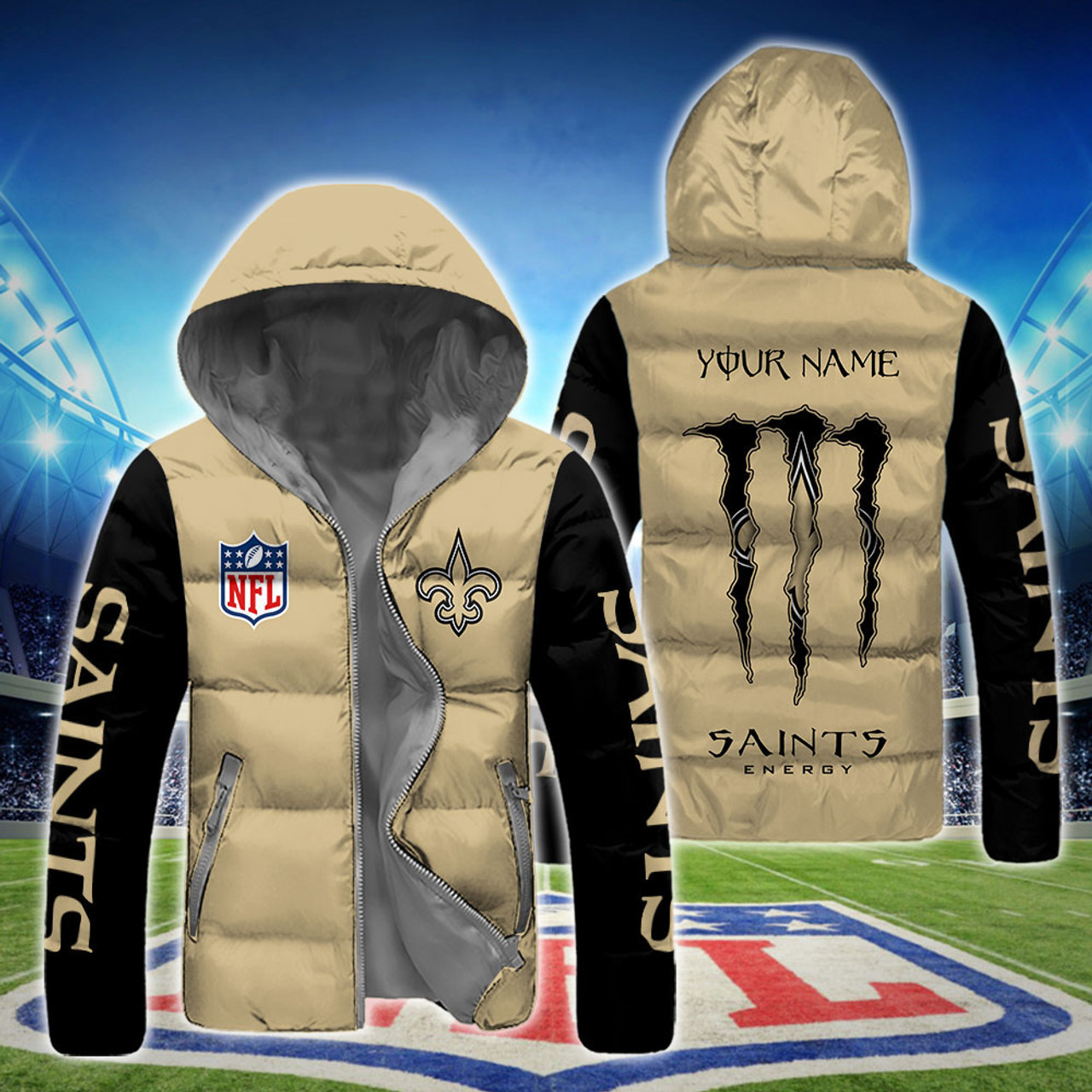 N.F.L.NEW-ORLEANS-SAINTS-TEAM-HOODED-SPORT-DOWN-JACKETS JH872