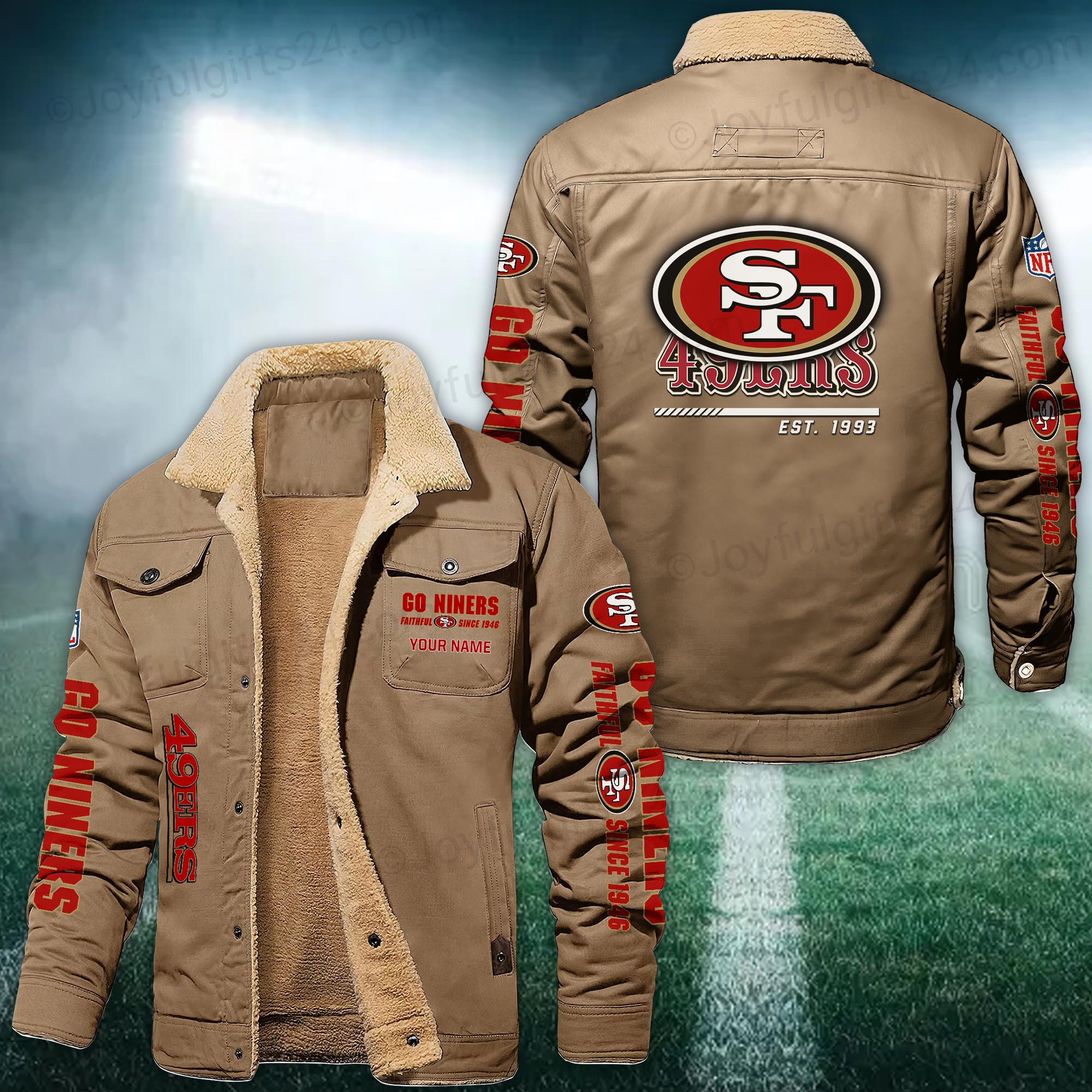 San Francisco 49ers FLEECE BOMBER JACKET Custom name 10043895N