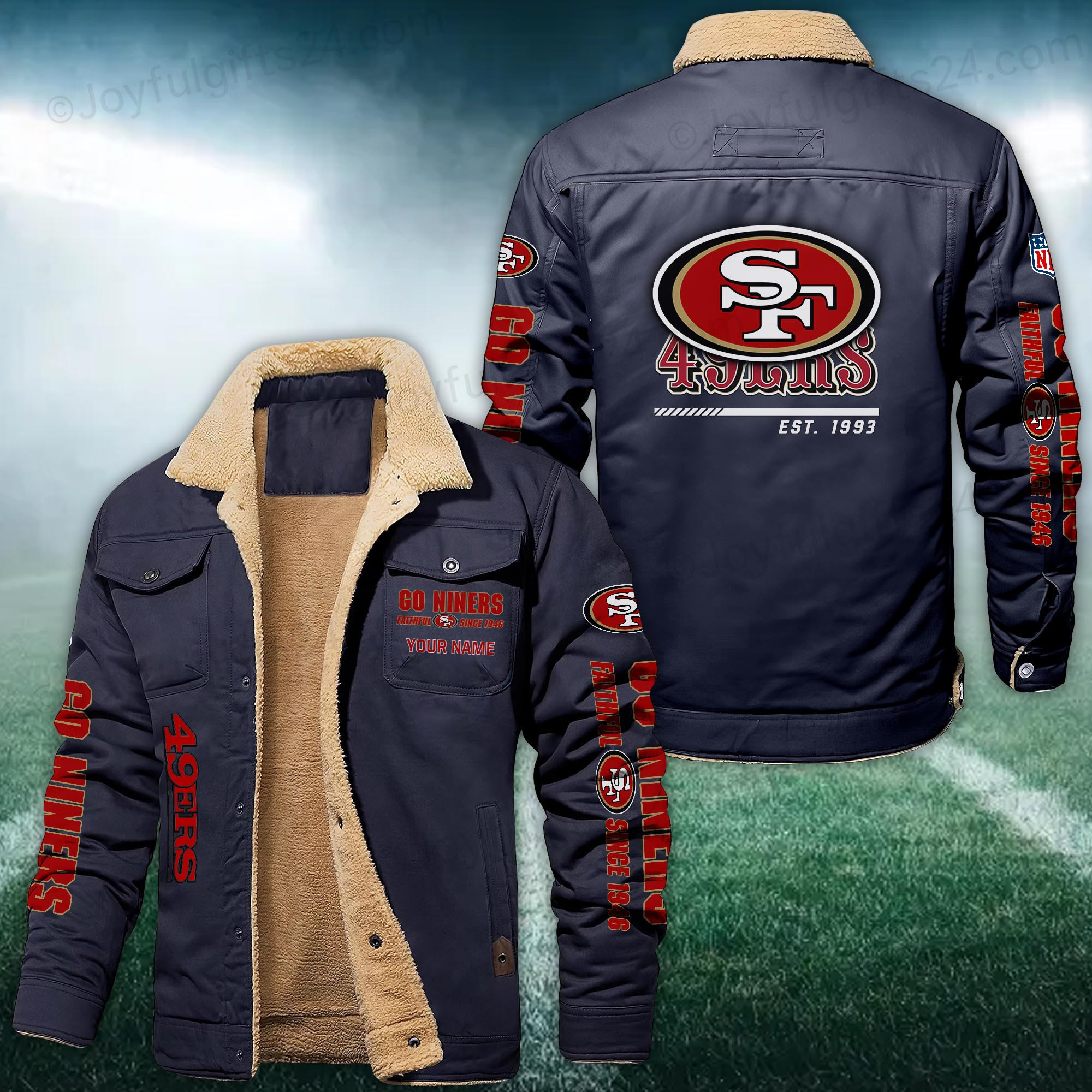 San Francisco 49ers FLEECE BOMBER JACKET Custom name 10043895N